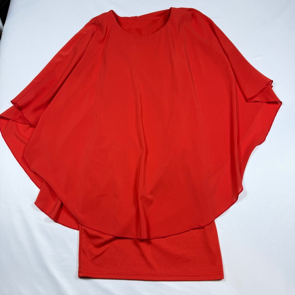 Unbranded Cape Overlay Cocktail Dress Womens Size M Red Mini Sheath WGC3312
